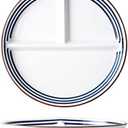 8.5 Inch Divided Plates, Round Portions Control Dinner Plates for Adults and Teens - Classical Ceramics 3 Section Plates Perfect for Balanced Diet, Weight Loss (Color: B)