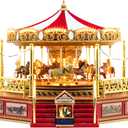 Mr. Christmas Gold Label Animated and Musical Carousel, Christmas Decoration, LED Lights, Plays 50 Songs, 8 Inch, Red