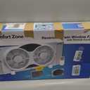 Comfort Zone Window Fan for Bedroom, 9 inch 3 Speed Dual Fans with Auto-Locking Expanders, 3 Modes (Cool, Circulate, Exhaust), Remote Control, Fabric Cover plus Bug Screen, White, 9" Twin Window Fan W/ Remote