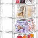 8Pack Stackable Kitchen Storage Organizer, Pantry Organizers and Storage, Clear Foods Organizer Bins with Handles, Easily Assemble for Bathroom, Kitchen, Pantry, Cabinet, Closet (Large)
