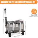 Pet Carrier with Wheels - Soft-Side Wheeled Cat Carrier for Dogs with Telescopic Handle, Collapsible Rolling Pet Travel Bag Carrier for Large Cats Small Medium Dogs for Camping Vet Visiting Grey