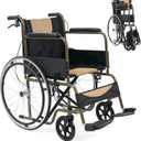 AYIYUN Transport Wheelchair Lightweight Foldable,Wheelchairs for Adults,18” Seat Width and Swing-Away Footrests,Portable Compact Folding Travel Wheelchair for Senior,Support 264lb