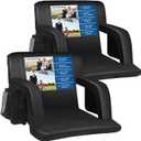 Sheenive Stadium Seat with Back Support Padded Bleacher Chairs with Back and Cushion, Portable Folding Bleacher Seat with Armrest, 6 Reclining Positions, Large Stadium Seat with Cup Holders & Pockets (20.5" Wide, Black, 2 Pack)