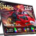 23.8'' QLED Portable Monitor 144Hz Gaming Monitor, 145%sRGB | 2000:1 | FreeSync Built-in Adjustable Stand, Speaker and VESA, USB-C HDMI Large Second Screen for Laptop, Mac-book, PC, Game Console