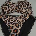 Blooming Jelly Womens Bikini Sets Two Piece Cheeky Swimsuits Curvy Cutout String Bathing Suits (Small, Leopard Print)