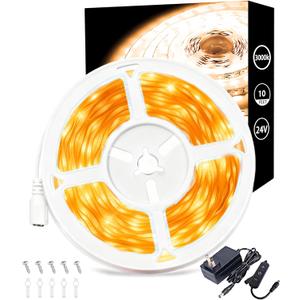 3000K Warm White Led Lights Strip Rope Lights for Housewarming Party Indoor Decor Cuttable Strip Lights for Baby Room Bedroom Bathroom Living Room Kitchen Ceiling Wall Vanity Mirror Decoration, 10 FT