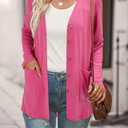 ULTRANICE Women's Cardigan Sweaters Lightweight Long Sleeve Open Front Knitted Button Down Cardigans Tops with Pockets (Pink, L)