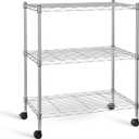 Simple Deluxe Heavy Duty 3-Tier Storage Shelves 750Lb Capacity, 24.02" D x 13.78" W x 29.92" H Adjustable Shelving Unit with Wheels, Chrome