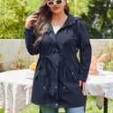 IN'VOLAND Plus Size Rain Jackets For Women Waterproof Rain Coats with Hood Lightweight Windbreaker Outdoor Trench Coat, Size 24 Plus