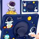 Wazzasoft for Samsung Galaxy Tab S6 Lite 10.4 Case Boys Cute Astronaut Cover Kawaii 3D Cartoon Spacemen Fun with Rotating Handle Stand + Strap Soft Silicone Funda for Samsung S6 Lite Tablet Cases