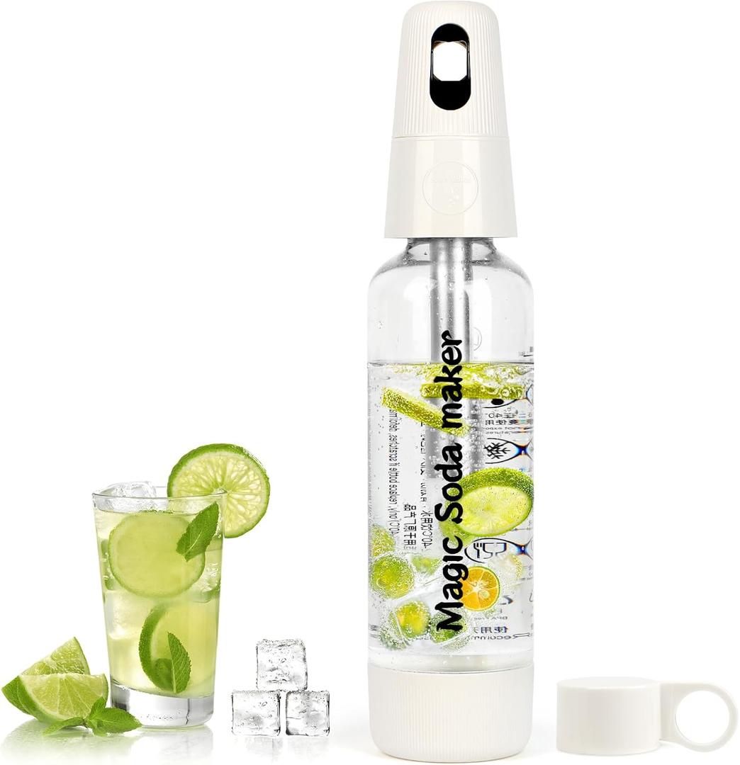Portable Soda Siphon, 1L Travel Sparkling Water Maker Machine for Home & Outdoor, Carbonated Water Soda Streaming Machine, Soda Maker for Cocktails or Fizzy Drink, 8 gram CO2 Cartridges(Not Included)