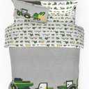 Franco Kids John Deere Farm Equipment Bedding 5 Piece Super Soft Comforter and Sheet Set, Queen