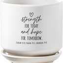 Lighthouse Christian Products Inspirational Herb Succulent Flower Planter Pot 5 Inch Ceramic Strength for Today