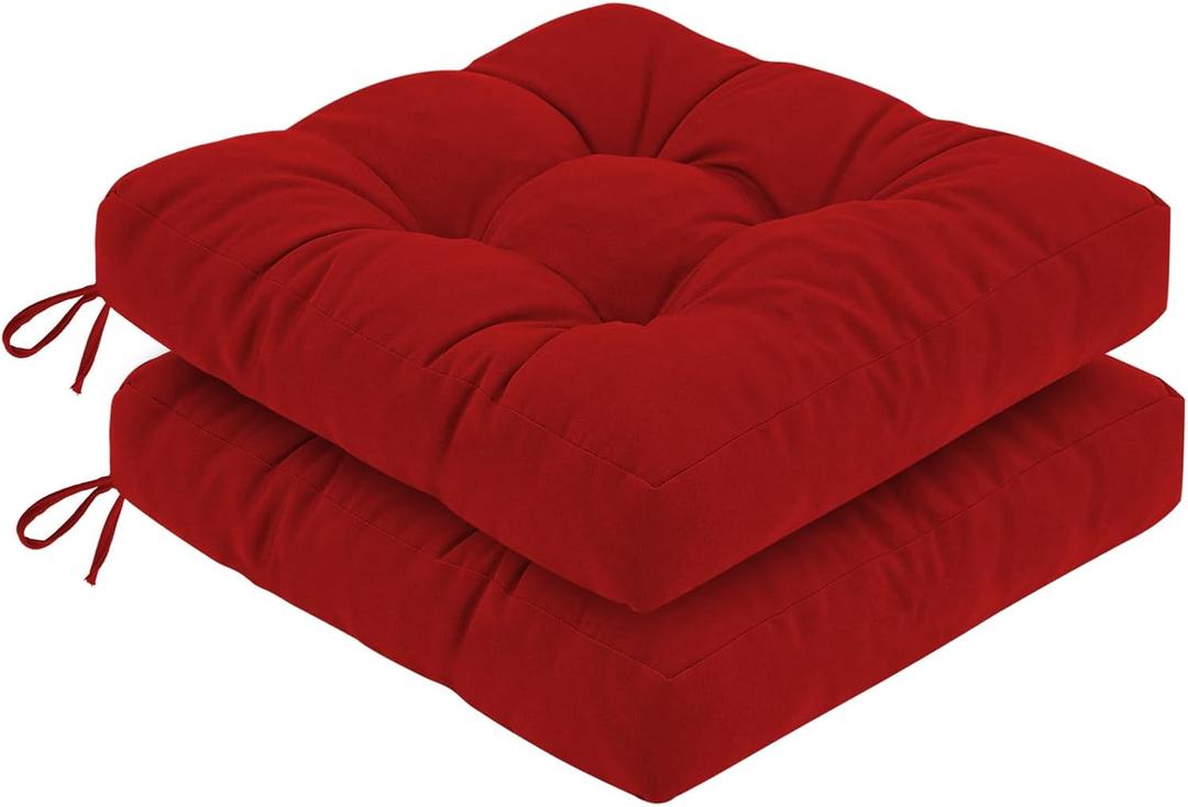 idee-home Outdoor Chair Cushions Set of 2, Patio Chair Cushions with Ties, 19 x19 In - 2pc