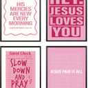 Locomiss Pink Dorm Decor Wall Art Posters, Preppy Y2K Teen Girls Wall Art Room Decor, Christian Pink Wall Dorm Decorations Prints for College Teen Girls, Set of 4 (12x16 Unframed)