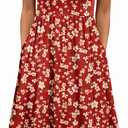 Zeagoo Women's Summer Tank Midi Dress with Pockets Floral Sleeveless A-Line Casual Loose T-Shirt Dresses Beach Sundress 2025 (Medium, 01-red Floral)