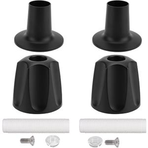 Penitue 2pcs Shower Knobs Replacement Kit, Matte Black Shower Knobs Include Base Connectors Screws Bathtub Faucet Handle Remodel Trim Kit Compatible with Pfister Verve (black, white, silver)