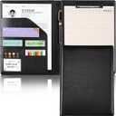 Padfolio Clipboard Folder Portfolio, Faux Leather Storage Clipboard with Cover for Legal Pad Holder Letter Size A4 Writing Pad for Business School Office Conference Notepad Clip Boards (Black)