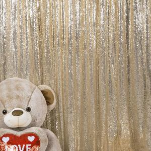 JYFLZQ Champagne Sequin Backdrop Curtains 10ft x 10ft 1 Panel Glitter Photo Booth Backdrops Sparkly Photography Background Drapes for Parties Wedding Bridal Showers