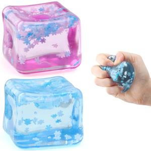 Chridark Ice Cube Fidget Toy for All Ages: 2 Pack Sensory Squishy Fidget Toys, Square Stress Balls, Classroom Prizes, Anxiety Relief Stress Cube Gift for Kids Teens Adults