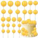 Gyufise 30Pcs Balls Cake Topper Foam Ball Cake Picks Mini Balloon Cupcake Insert Bubble Balls DIY Decoration for Baby Shower Wedding Anniversary Kids Birthday Party Cake Decorations Yellow