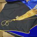 Doctoral Regalia Set with PhD Hood and 8-Side Tam Graduation Gown with Gold Piping and Velvet Trim Ceremony Attire (Blue) 48