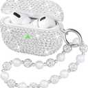 Ucharmbead Compatible with AirPods Pro 2 Case Protective Glitter Cute Case for AirPod Pro 2nd Gen with Luxury Shining Keychain Lanyard Strap for Women Girls (Silver)
