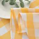 maxmill Round Checkered Tablecloth Spillproof Wrinkle Free Heavy Weight Gingham Table Cloth for Circular Table Buffalo Plaid for Buffet Banquet Parties Holiday Dinner 70 Inch Yellow and White