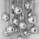 Jenaai 30 Set Round Foil Balloons Bulk 22 Inch 4d Metallic Giant Balloons Set with Satin Bows Ribbon for Ceiling Holiday Ornaments New Year Birthday Wedding Party Decoration(Silver)