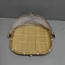 Square Bamboo Tent Basket with Lid, Vegetable/Fruit, Bread, Storage BasketSide length28cm (11 inches)