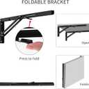 YUMORE Folding Shelf Brackets, 18 Inch Heavy Duty Collapsible Shelf Bracket, Black DIY L Bracket for Workbench Folding Table Hinge, Max Load: 330lb, 2 Pack