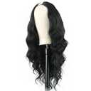 V Part Wig Body Wave Synthetic Wigs for Women 24inch Black Hair V Part Wigs Upgrade U Parts Wig Glueless Full Head Clip in Half WIG for Black Women V Shape No Leave Out Thin Hair