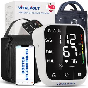 Blood Pressure Monitor for Home Use Automatic Arm BP Machine with Large Adjustable Cuff (8.6-17) Bluetooth Heart Rate Monitor Digital BP Monitor 2x199 Readout 5.5 Large Screen for iOS & Android