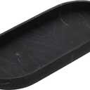 uxcell Bathroom Vanity Tray, 9.8" x 4" Oval Silicone Soap Dispenser Trays, Shatterproof Kitchen Sink Organizer for Soaps Keys Candle Trinket, Marble Black