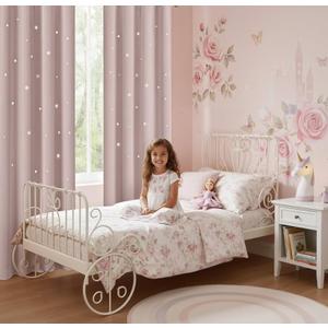 NICETOWN Star Cut Out Curtains - Die-Cut Star Blackout Drapes Window Treatment Draperies for Space Theme Bedroom Thanksgiving (Lavender Pink=Baby Pink, 2 Panels, 52 inches x 84 inches)