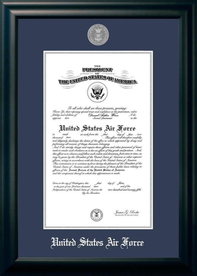 Patriot Frames Air Force Certificate Frame with Silver Medallion 10 x 14 Inches Black