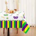 2 x Adirasenotek 3Pcs Mardi Gras Table Decorations Tablecloth Carnival Masquerade Party Decorations Mardi Gras Decorations Plastic Table Cloth Masquerade Decorations Mardi Gras Decor,87x54In