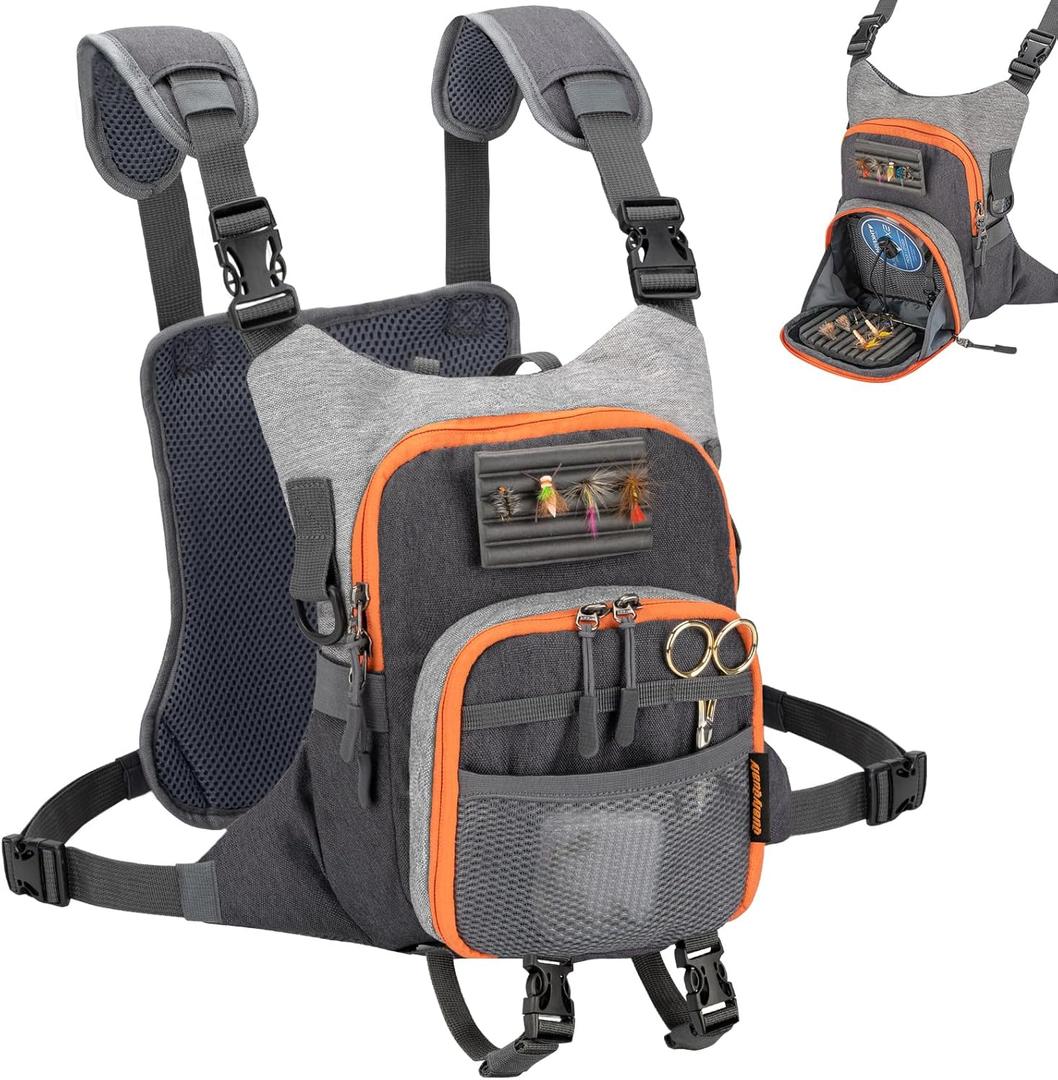 QulayQualy Fly Fishing Pack - Chest Pack with Work Station Lightweight Tackle Fishing Bag with Quick-Release