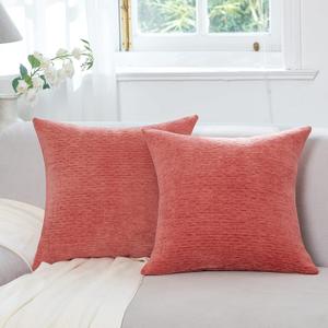 WLNUI Dusty Cedar Pillow Covers 18x18 Inch Set of 2 Luxurious Decorative Chenille Throw Pillow Covers Square Cushion Covers for Couch Sofa Bed Living Room Farmhouse Home Decor