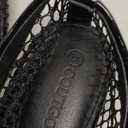 Coutgo Womens Mesh Ballet Flats Mary Jane Fishnet Ballerina Buckle Strap Comfortable Causal Dress Shoes Size 7.5 Black