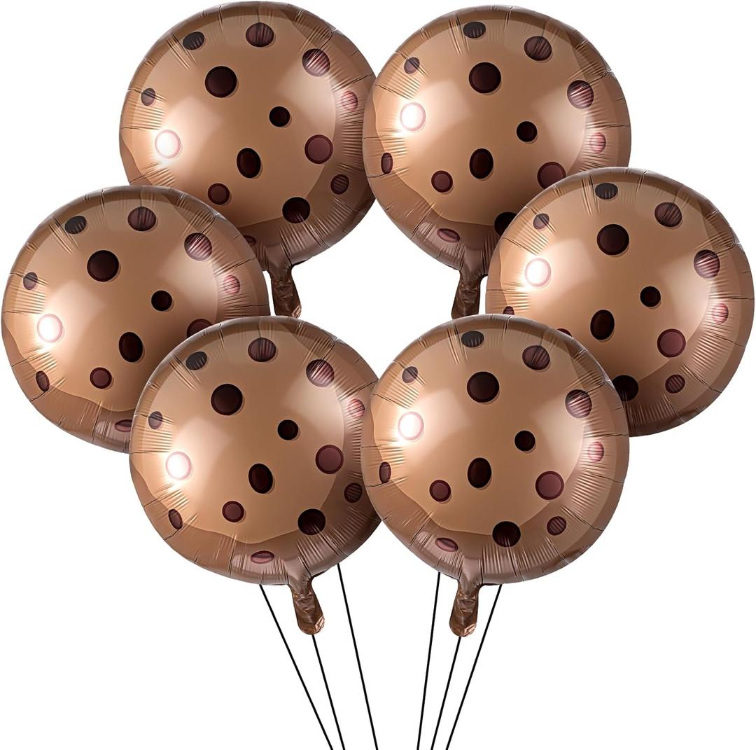 12 Pcs 21 Inch Chocolate Chip Cookie Balloons Foil Party Balloons Bulk Decor for Birthday Party Baby Shower Theme Decorations Supplies