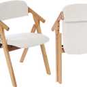 Folding Chairs with Padded Seats,Wooden Stackable Dining Chair,Easy to Store Foldable Dining Chairs for Kitchen, Living Room, Wedding Party Picnic (White), 21.25in x 21in x 31.49in