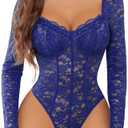 Avidlove Womens Bodysuits Long Sleeve Body Suits Womens Lace Going Out Tops One Piece Bodysuits for Women with Snap Crotch, L