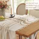 Colorigan Table Cloth, Cotton Linen Tablecloths Heavy Duty Wrinkle Free Table Cover with Tassels for Farmhouse Kitchen Dining Tables, Brown Lines,8-10 Seats
