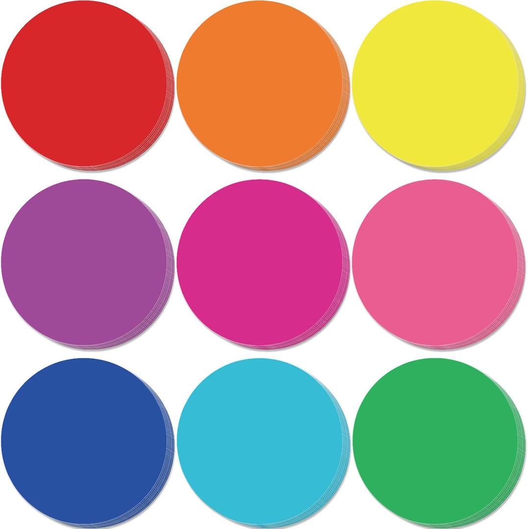 Geyee 108 Pcs Circle Cutouts Paper Bulletin Board Decorations Assorted Color Round Die Cut for Classroom Decor Teachers DIY Craft Office School Chalkboard Wall Decor (5.5 Inch)