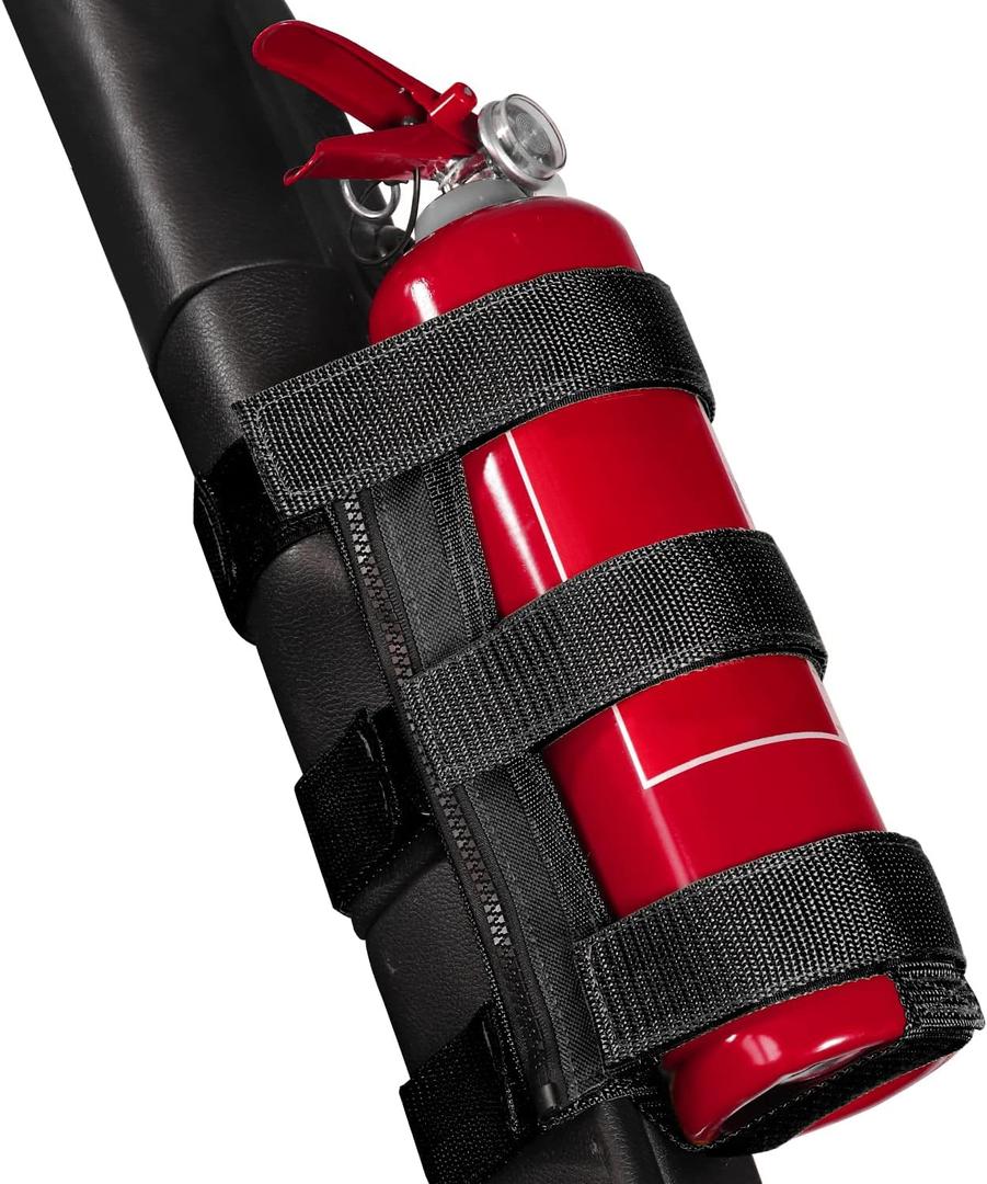 Voodonala Adjustable Roll Bar Fire Extinguisher Mount Holder 3 lb for Jeep Wrangler Unlimited CJ YJ LJ TJ JK JKU JL JLU 4XE,(Black,with Quick disassembly Zipper)