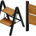 Taranta 2 Step Ladder,Aluminum Lightweight Folding 2 Step Stool with Anti-Slip Wide Pedal, 330lbs Capacity Step Ladder for Household,Kitchen,Office - BlackWoodgrain