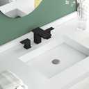 Hoimpro 8 Inch Widespread Waterfall Bathroom Sink Faucet, Square Two Handle Vanity Black Bathroom Faucet with cUPC Supply Hose, 3 Holes Faucet with Pop Up Drain, Stainless Steel, Matte Black