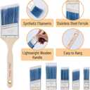 Bates- Paint Brushes, 6 Pack, Treated Wood Handle, Paint Brushes for Walls, Stain, Furniture, 6 Pack, 1, 1.5, 2, 2.5