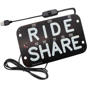 YSY LED Car Window Accessory Sign RIDESHARE for Ride Share Drivers Taxi Light - 6ft. USB Cable [On/Off Switch] (ICE Blue)